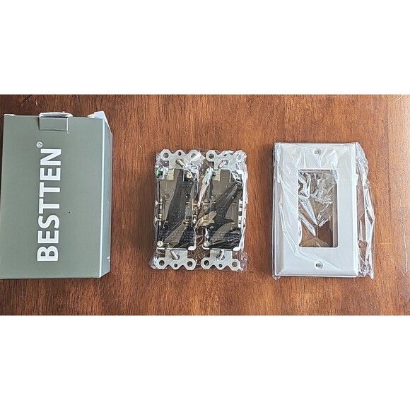 🔌15 Amp Bestten Standard Receptacle Wall Outlets - White w/ Covers (2pk) New - Picture 2 of 2
